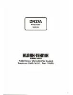 Klark Teknik DN27A Operator'S Manual предпросмотр