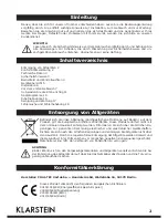 Preview for 2 page of Klarstein 10027045 User Manual