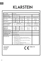 Предварительный просмотр 62 страницы Klarstein 10032580 Instruction Manual