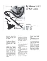 Preview for 2 page of Kleenmaid air belt VC350 Instruction Manual