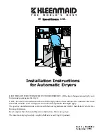 Preview for 1 page of Kleenmaid Automatic dryers Installation Instructions Manual