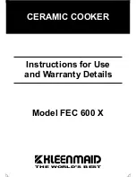 Kleenmaid FEC 600 X Instructions For Use And Warranty Details предпросмотр