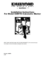 Preview for 1 page of Kleenmaid KAW793 Installation Instructions Manual