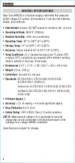 Preview for 2 page of Klein Tools MM325 Instruction Manual