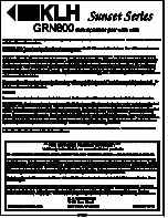 Preview for 1 page of KLH GRN800 User Manual