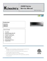 Предварительный просмотр 1 страницы Klimaire KWIM09-H2 Service Manual