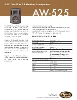 Предварительный просмотр 1 страницы Klipsch AW-525 Specification Sheet