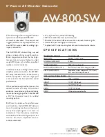 Preview for 1 page of Klipsch AW-800-SW Specifications