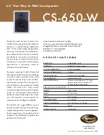 Klipsch CS-650-W Specifications предпросмотр