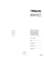 Preview for 1 page of Klipsch KSW-10 Owner'S Manual & Warranty