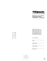 Klipsch LF-10 Owner'S Manual & Warranty preview