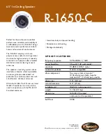 Preview for 1 page of Klipsch R-1650-C Specifications