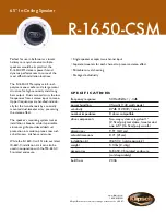 Klipsch R-1650-CSM Specification Sheet предпросмотр