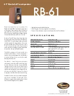 Предварительный просмотр 1 страницы Klipsch Reference Series RB-61 II Specifications