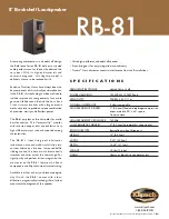 Предварительный просмотр 1 страницы Klipsch Reference Series RB-81 Specifications