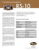 Klipsch Reference Series RS-10 Specifications preview