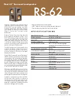 Klipsch Reference Series RS-62 II Specifications предпросмотр