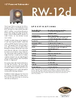 Klipsch Reference Series RW-12d Specifications preview