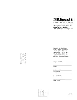 Предварительный просмотр 1 страницы Klipsch Synergy SB-2 Owner'S Manual & Warranty