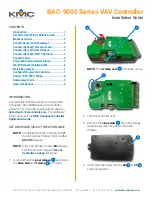 Preview for 1 page of KMC Controls BAC-9001 Installation Manual