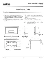 Preview for 1 page of KMC Controls TTE-1001 Installation Manual