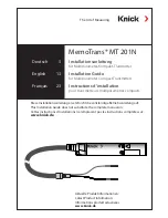 Preview for 1 page of Knick MemoTrans MT 201N Installation Manual