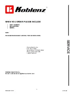 Предварительный просмотр 4 страницы Koblenz HV-12KB Manual Service Parts List