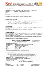 Preview for 3 page of Koci Elektromaschinen KC 100 Operating Instruction