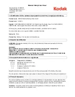 Preview for 1 page of Kodak 1078419 Material Safety Data Sheet