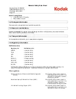 Preview for 5 page of Kodak 1078419 Material Safety Data Sheet