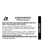 Preview for 3 page of Kodak Advantix F350 Owner'S Manual