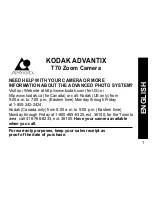 Preview for 3 page of Kodak Advantix T70 User Manual