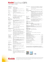 Предварительный просмотр 2 страницы Kodak C875 - EasyShare 8MP Digital Camera Specifications