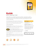 Предварительный просмотр 1 страницы Kodak SDHC MEMORY CARD Datasheet