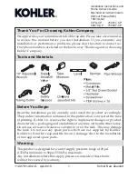 Kohler 10611A-NA Installation Instructions And Home Owner'S Manual preview