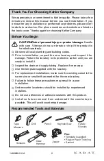 Preview for 2 page of Kohler KARAT K-23883 Installation And User Manual