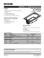 Kohler Memoirs 6' Bubble Massage K-1418-G Specification Sheet preview