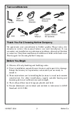 Preview for 2 page of Kohler Pinoir K-2035 Installation Manual