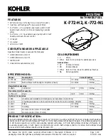 Kohler Pristine K-9696 Specification Sheet preview