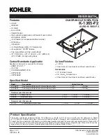 Kohler RiverBath Quadrangle K-1365-F2 Specification Sheet preview