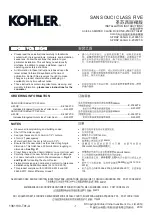 Preview for 1 page of Kohler SAN SOUCI CLASS FIVE K-21865T-S Installation Instructions Manual