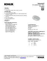 Preview for 1 page of Kohler Sunward BubbleMassage K-1162-G Installation & Dimensions