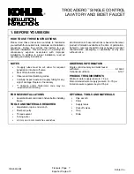 Kohler TROCADERO Installation Instructions Manual preview