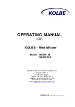 Kolbe SW 100 Operating Manual preview