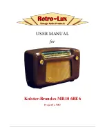 Предварительный просмотр 1 страницы Kolster-Brandes MR10 6BE6 User Manual