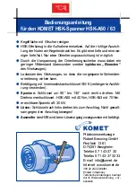 Предварительный просмотр 1 страницы Komet HSK Series Operating Instructions