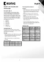 Preview for 4 page of König KNLEDFL10W1 User Manual