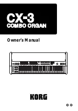 Korg CX-3 Combo Organ Owner'S Manual preview