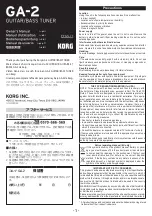 Korg GA-2 Owner'S Manual preview