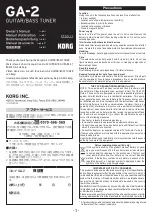 Preview for 1 page of Korg GA-2 Owner'S Manual